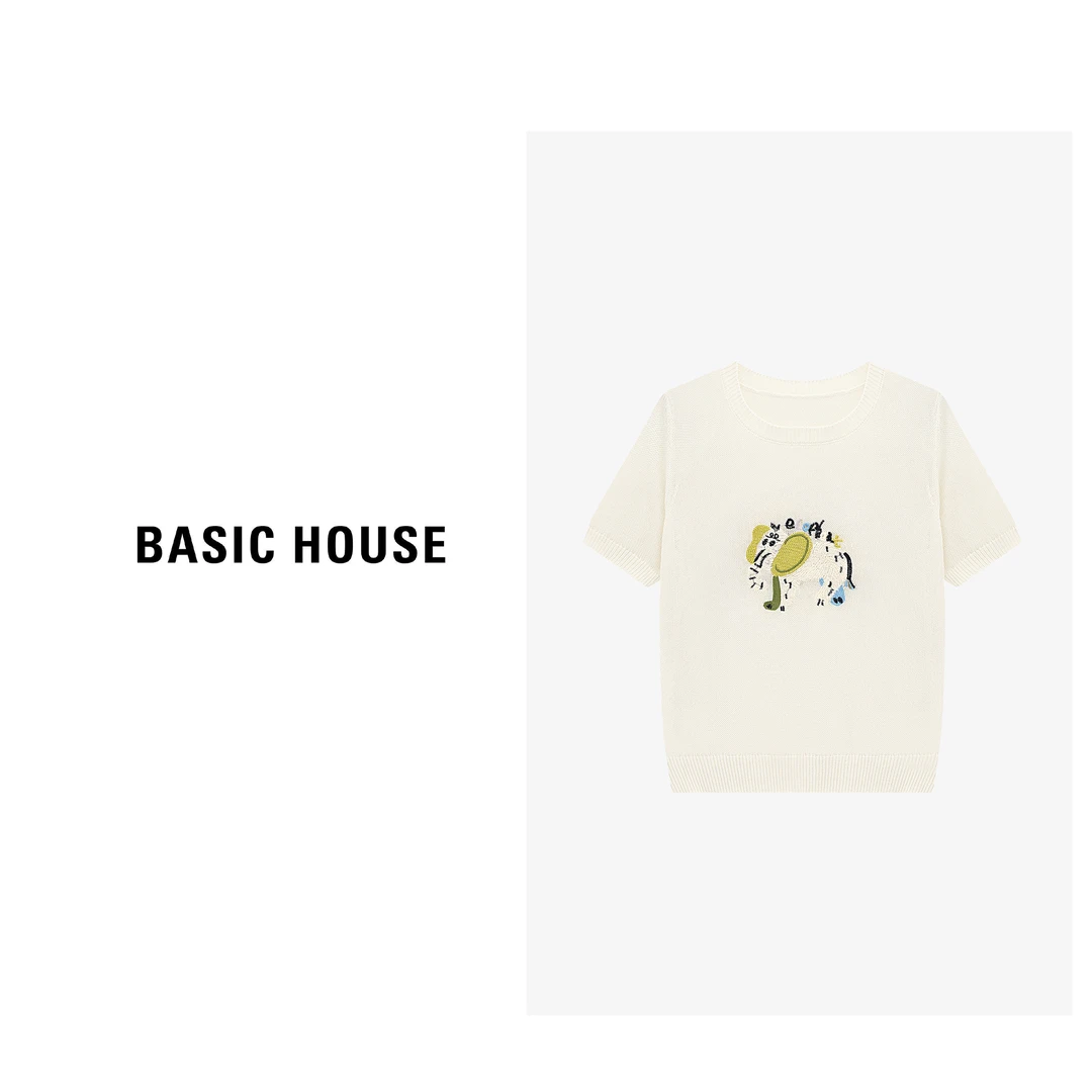 Basic House/百家好圆领休闲夏季时尚针织衫-B0625B5M902