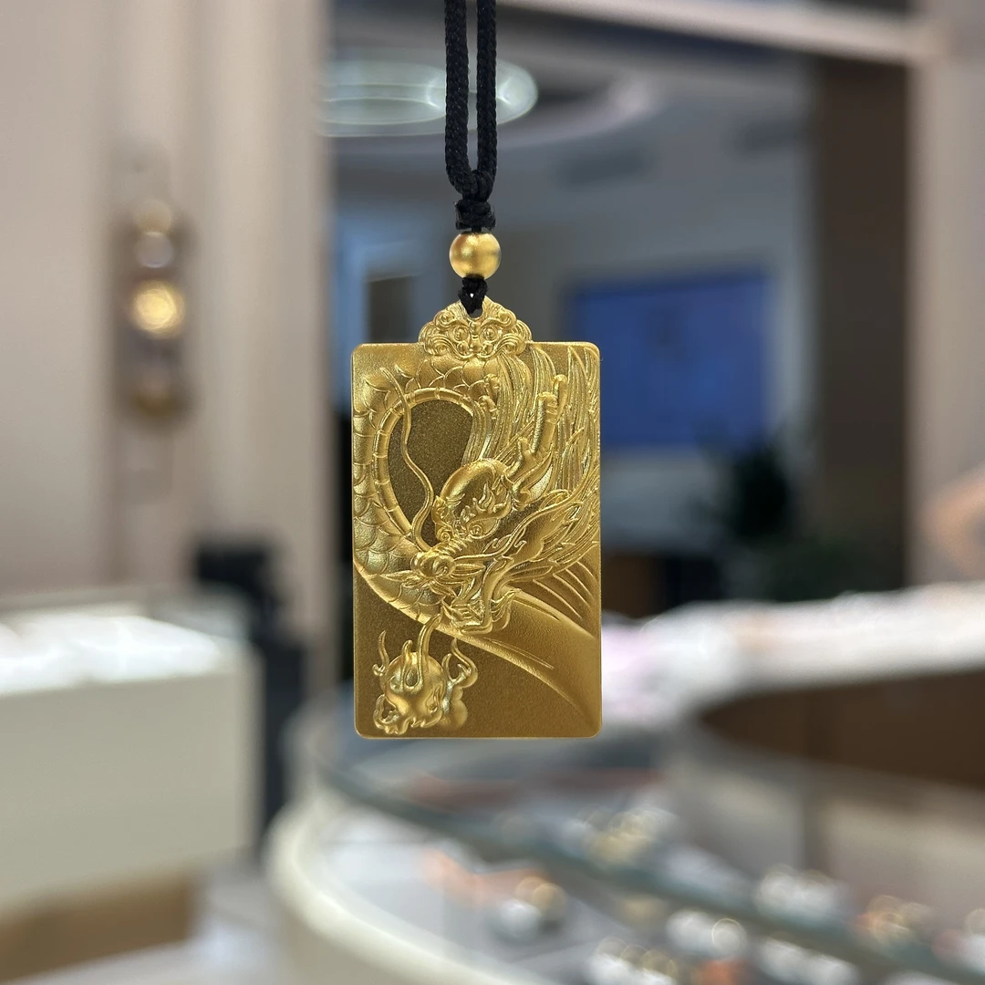 老鼎黄金 足金999【Y龙形牌吊坠】古法不支持七天无理由