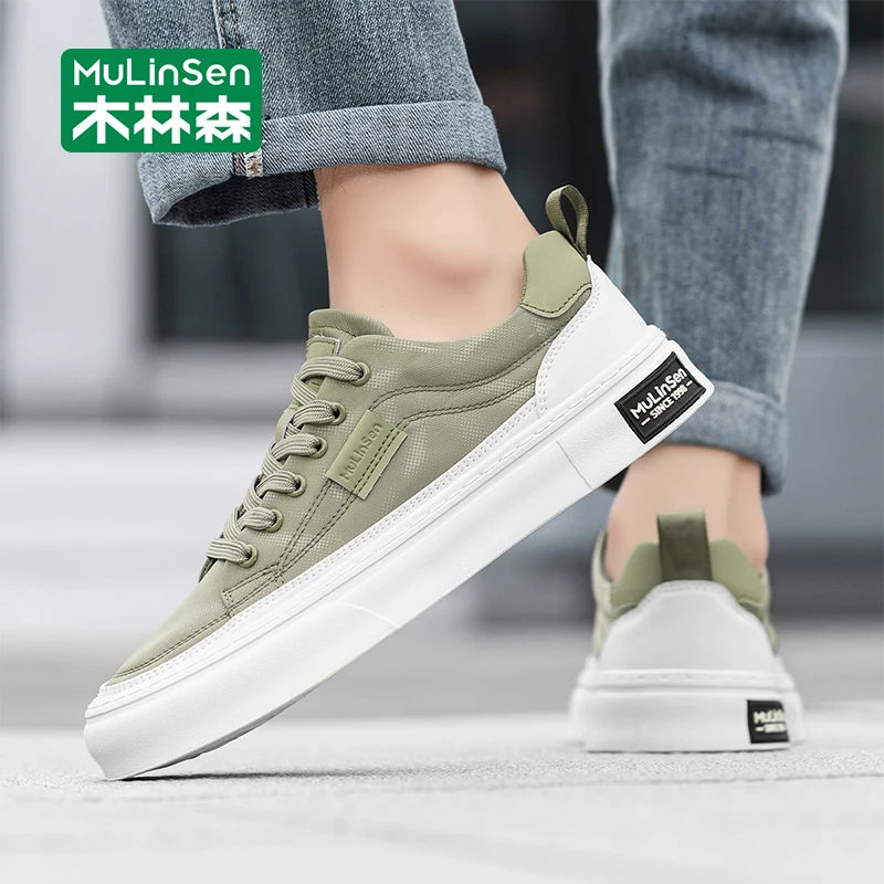 木林森男士休闲板鞋2025新款夏季透气薄款运动软底工作帆布鞋男款