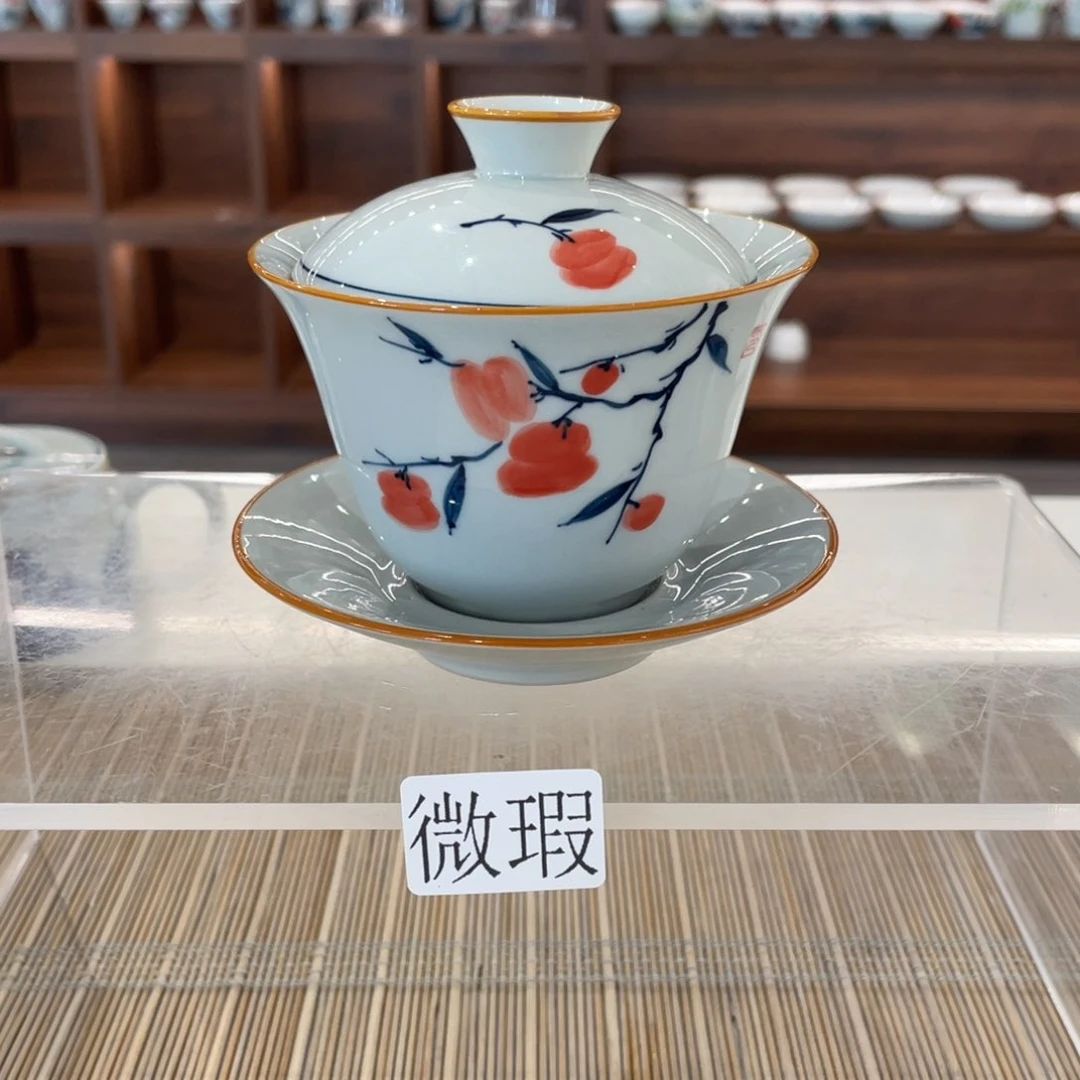 釉下手绘茶具微瑕