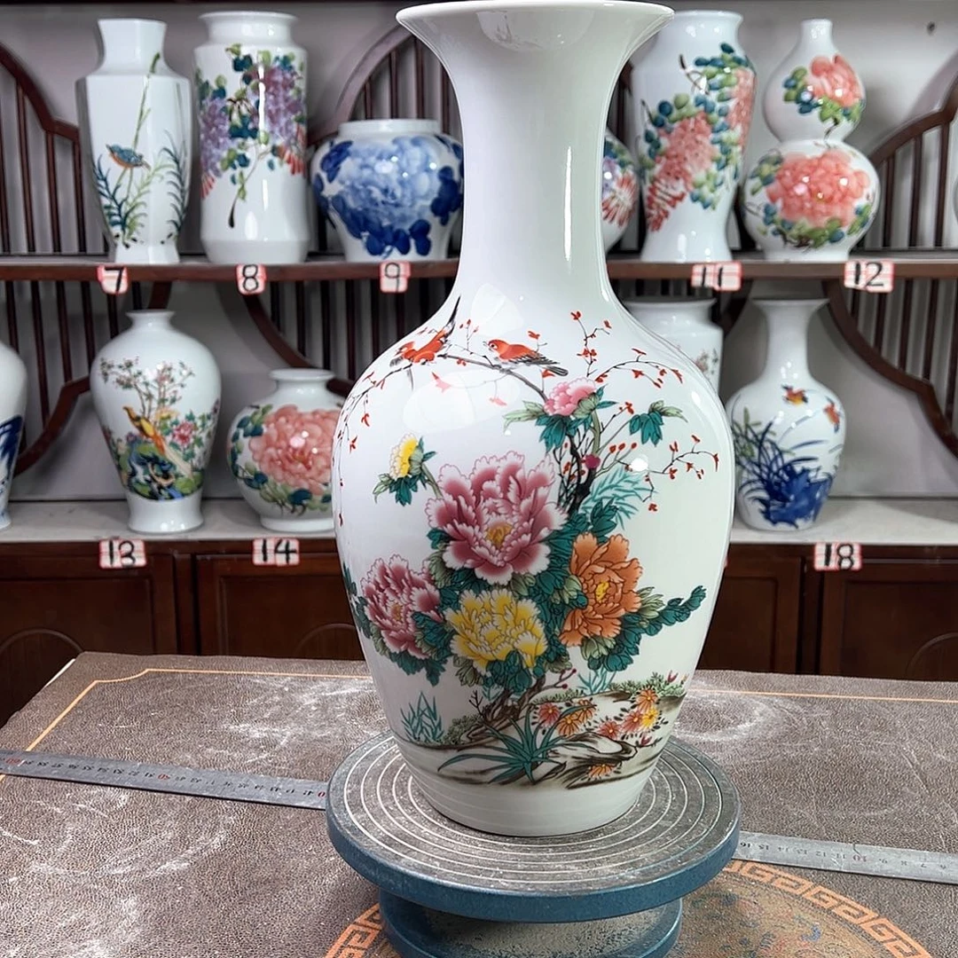 摆件景德镇陶瓷棒牡丹