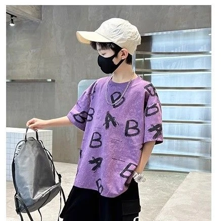 男童夏装短袖T恤2025新款夏款儿童夏季中大童男孩纯棉上衣帅气潮