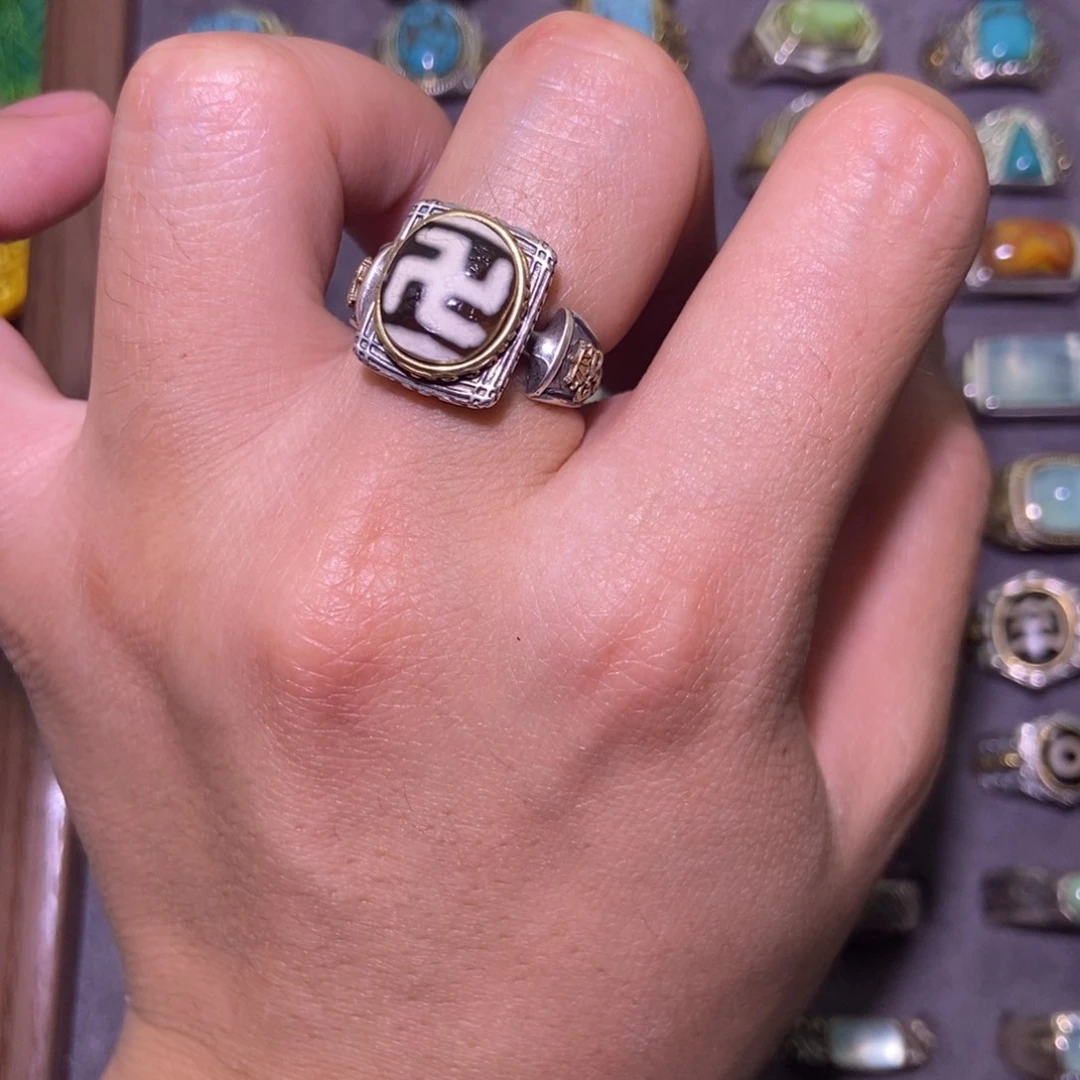 玛瑙/玉髓戒指银S925镶嵌