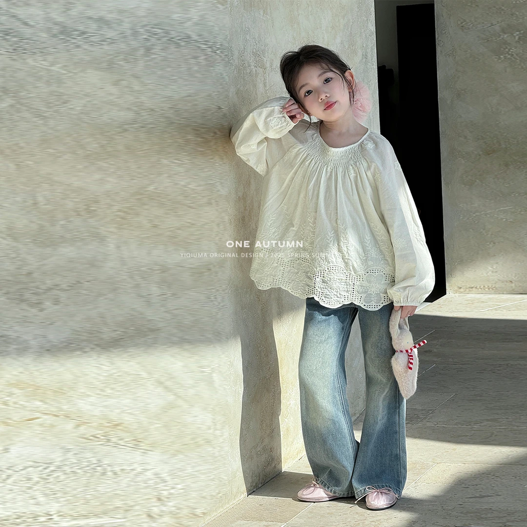 现货「壹秋.ONE AUTUMN」【轻松假日】法式镂空衬衫女童春【CP61】