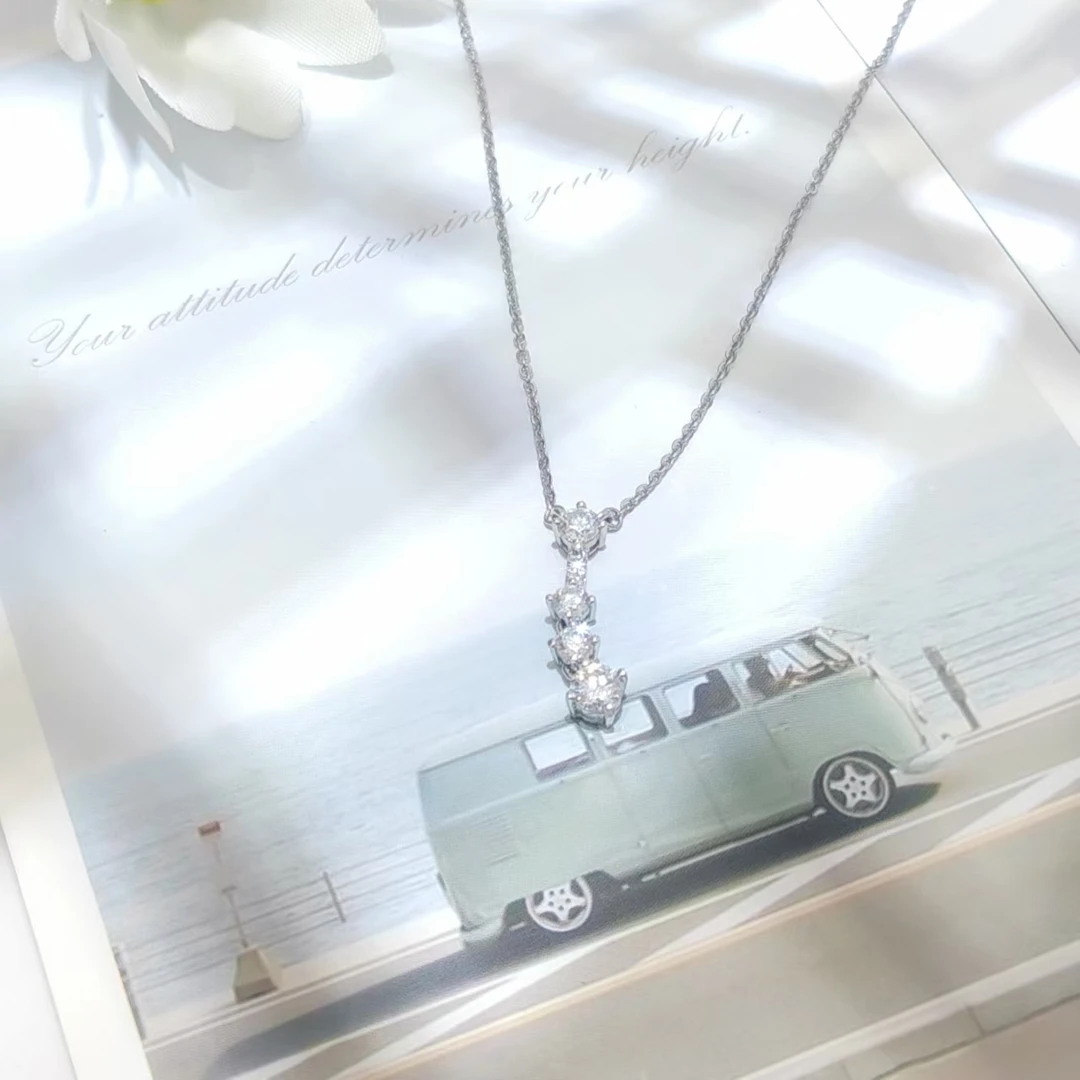 pt950铂金法式一排钻莫桑项链女气质高级感轻奢可叠戴锁骨链