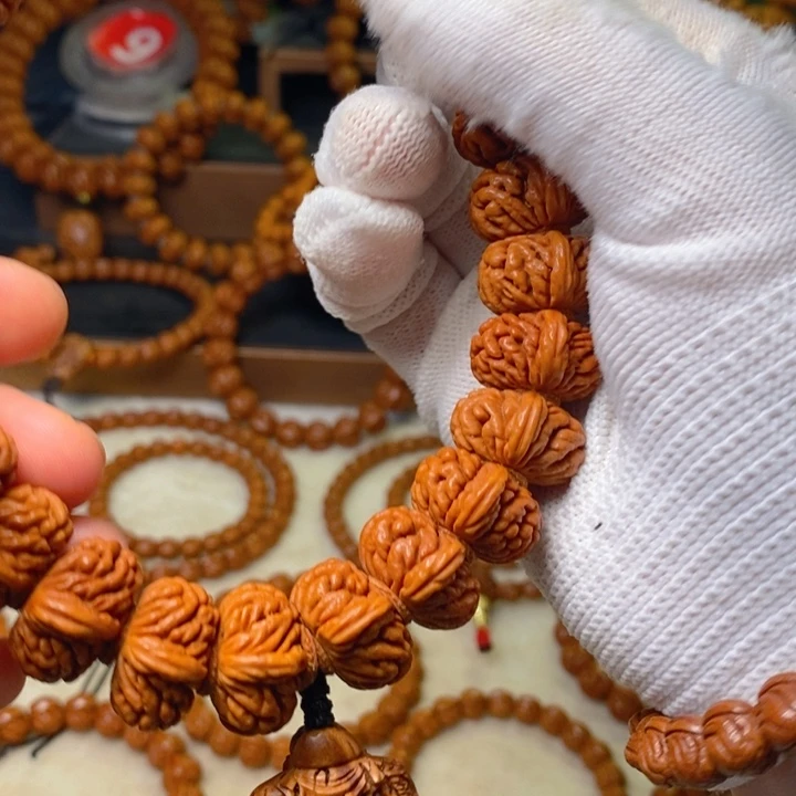 刚***好桃核手串秦岭龙纹桃核