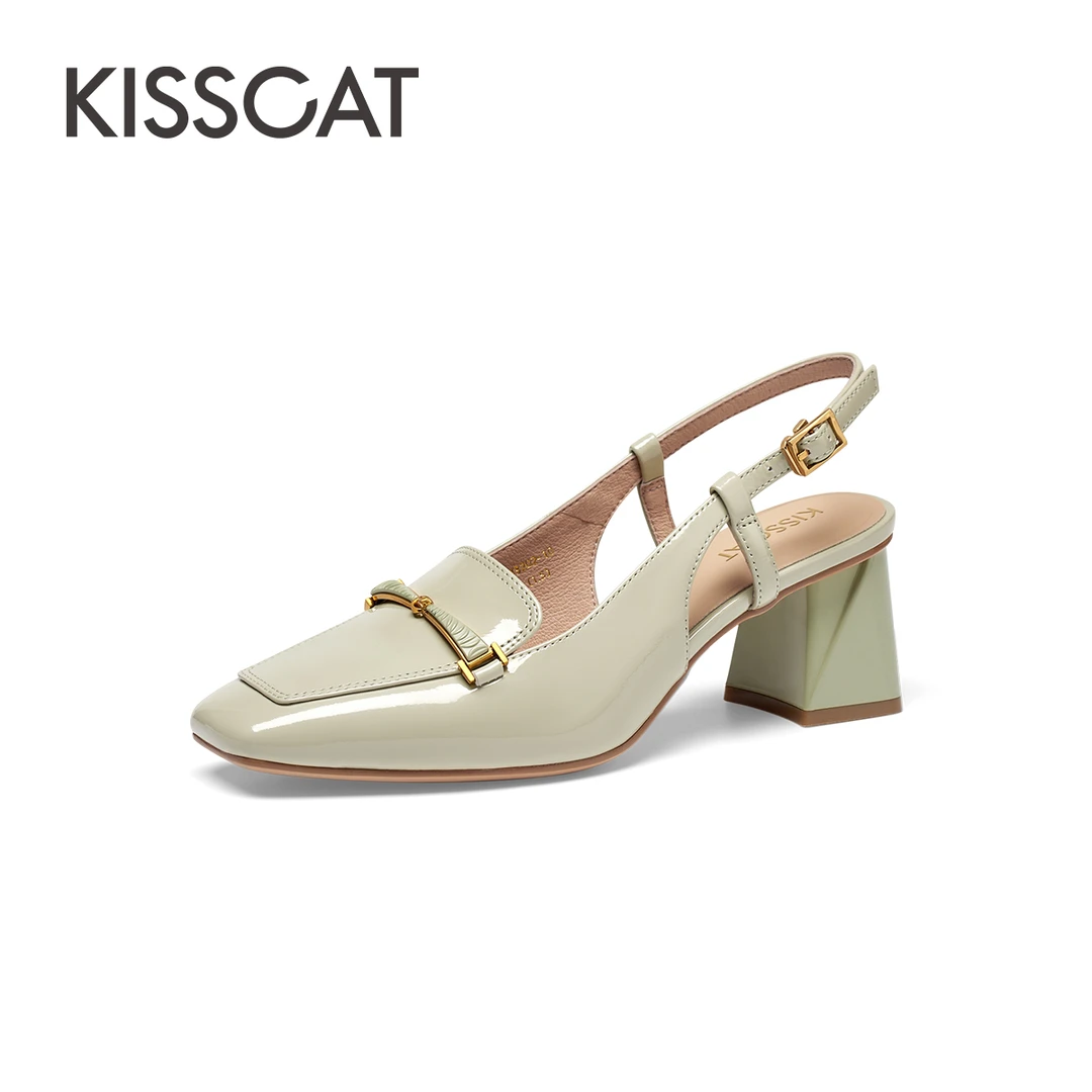 【商场同款】接吻猫新款复古后空乐福鞋法式链条时装凉鞋KA43202-10