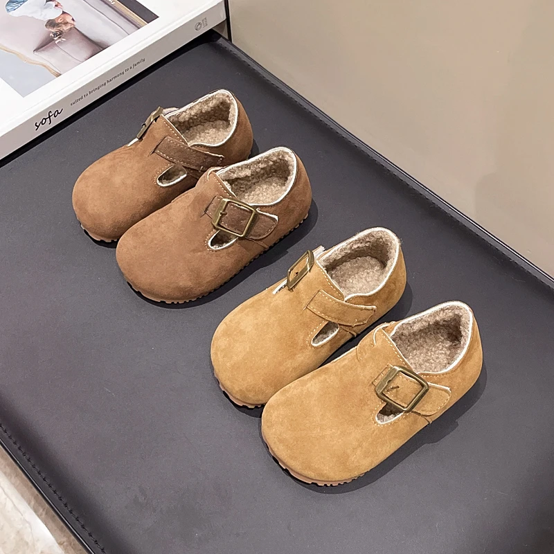 2025秋冬季新款勃肯加棉童鞋男女童宝宝休闲可爱风软底防滑轻便