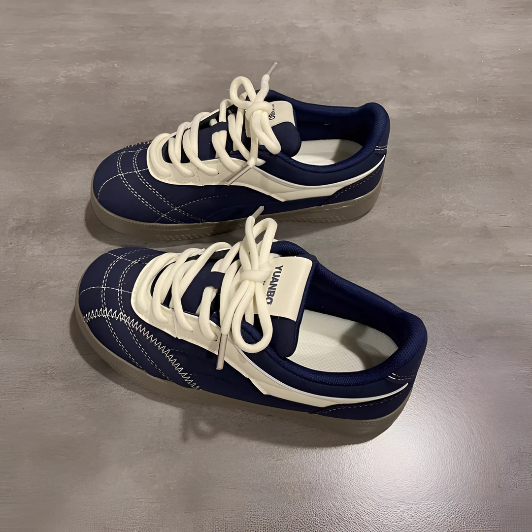 圆头鞋子女鞋2025春季新款复古学生板鞋百搭小众chic不撞款德训鞋