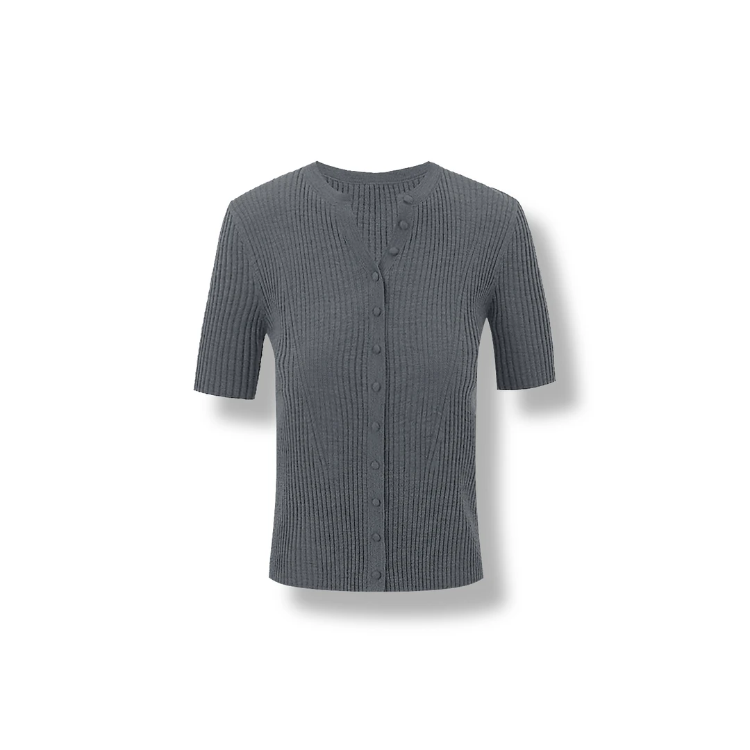 *大喜【朗 Z 家】极简纯色百搭短袖针织（25SS7003）