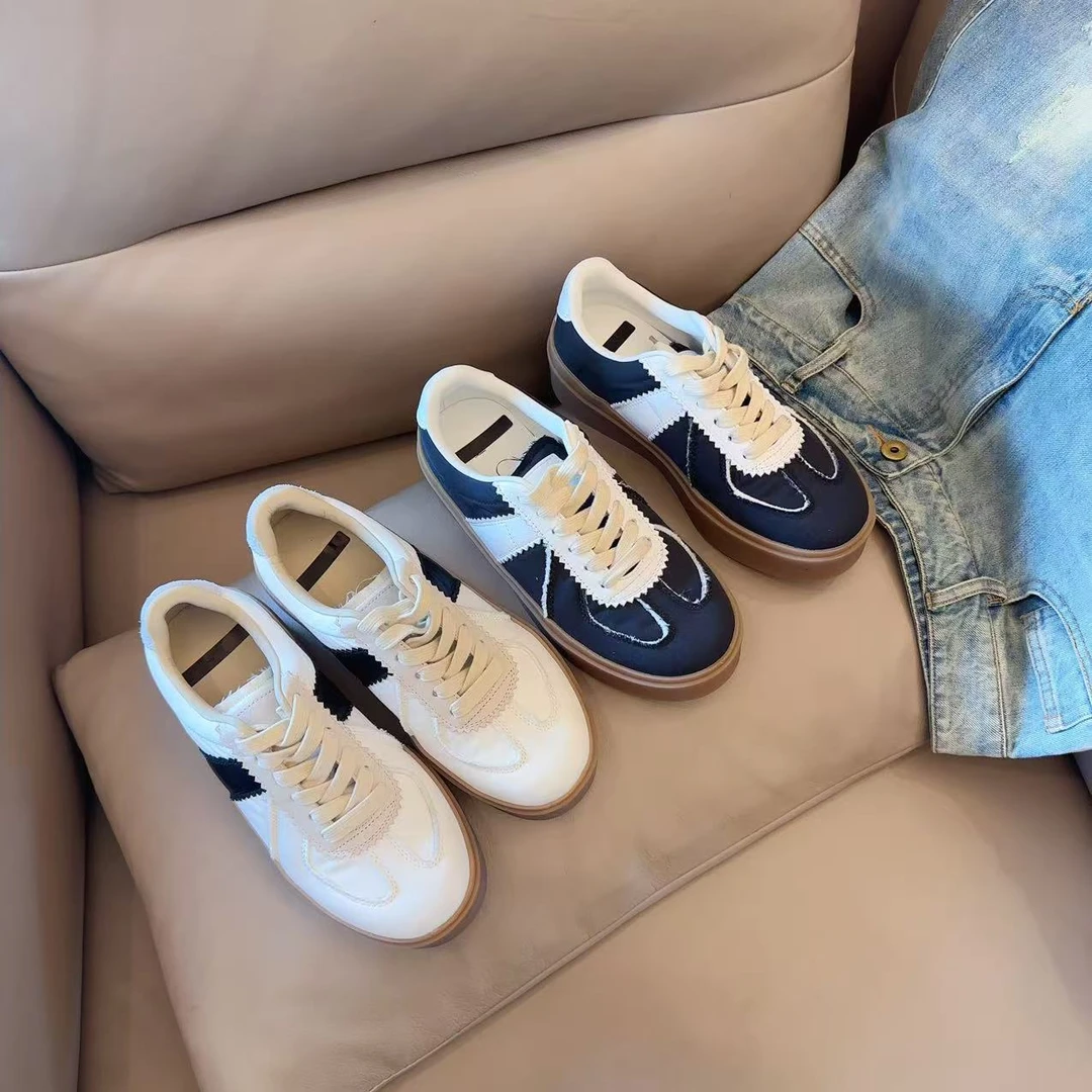 圆头防滑拼色松糕鞋低帮德训休闲女鞋680-383