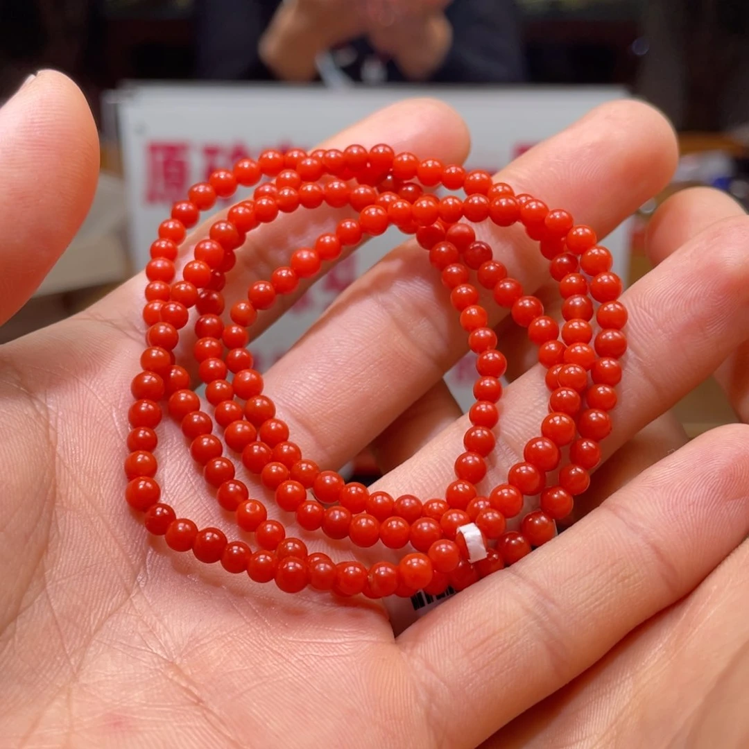 南红玛瑙锦红多圈4mm未镶嵌