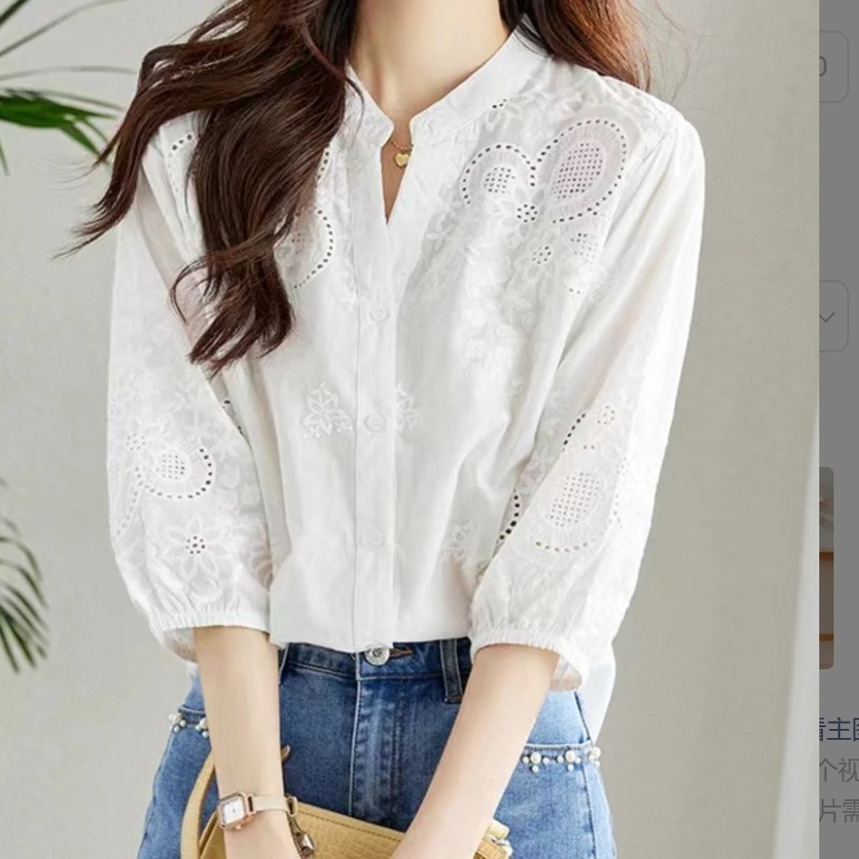 2025春季新款一万两千针刺绣镂空花衬衫QYCB1115