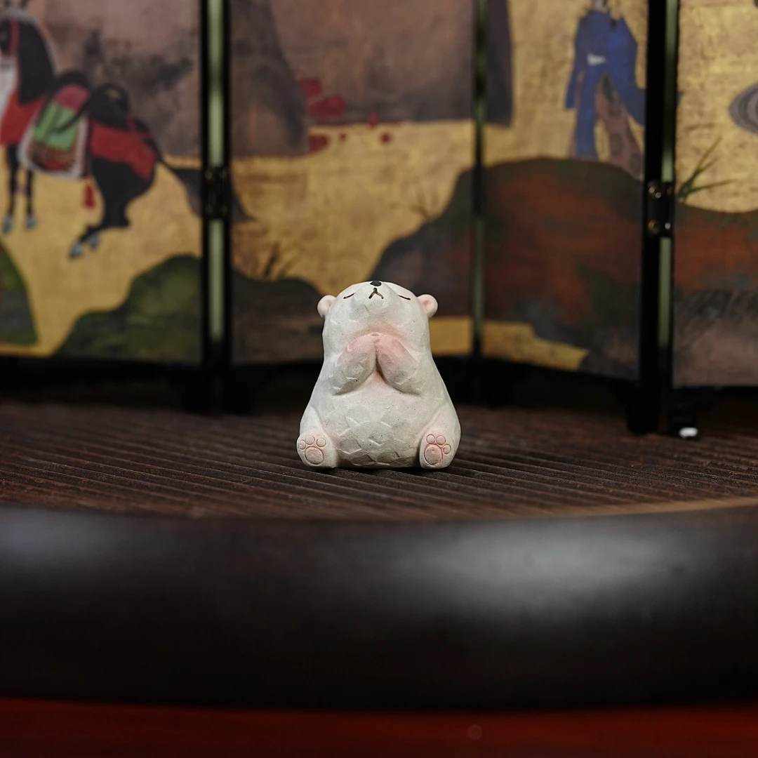 CPPFL-2516 白色小熊香插 季畅园宜兴紫砂茶壶茶具