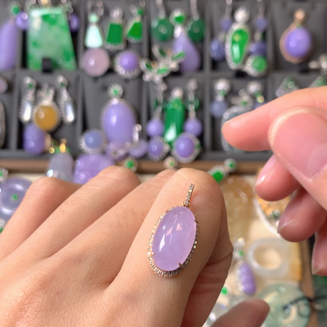 翡翠18K金镶嵌吊坠(不含链)