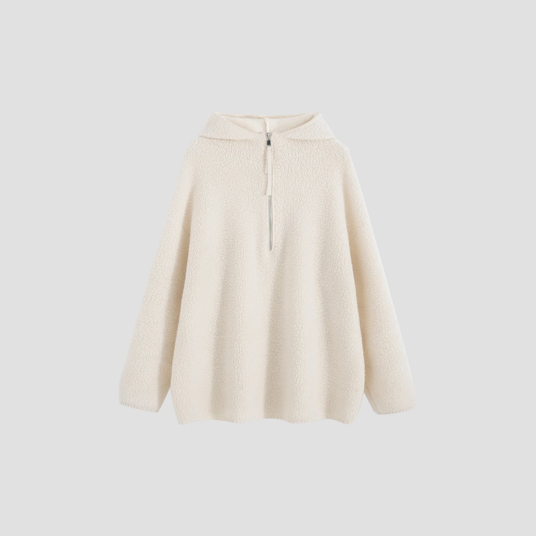 【皓皓】秋冬款 立体浮雕针织 重磅全羊毛 半拉链帽衫DY  518