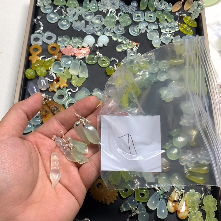 兰***～蛇纹石玉合金耳钉