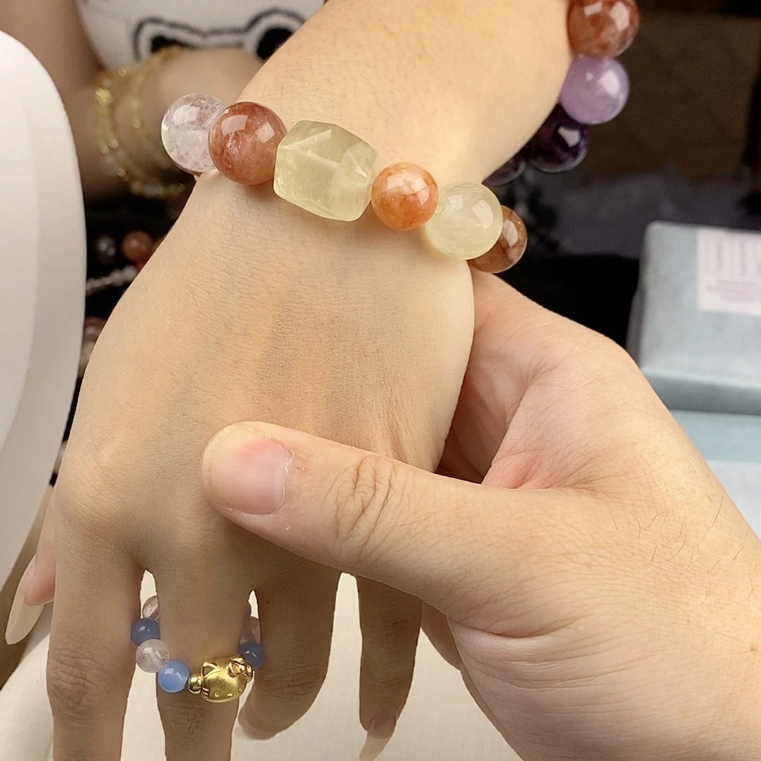 水晶银S925镀金镶嵌手链