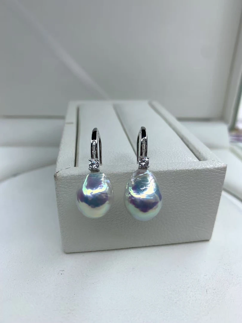 糖纸炫彩极光圆巴洛克精品稀有特选珍珠耳钩（多样性发一）