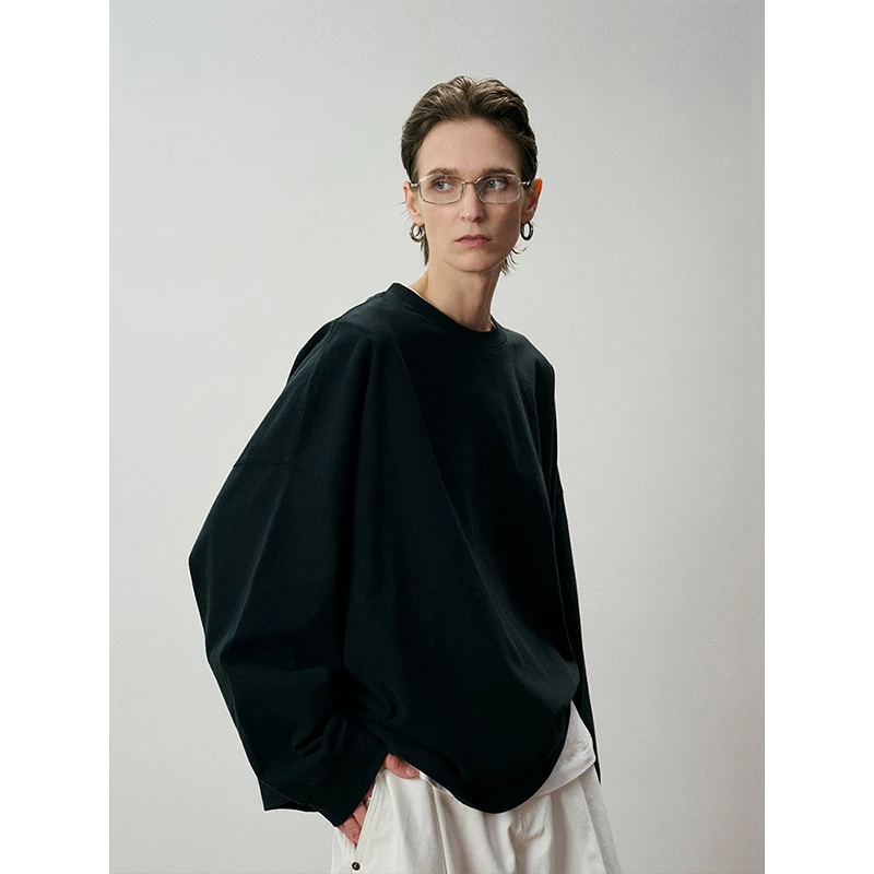 Ayuko｜高支高密重磅1oo长绒棉極简R0W风宽松显白长短袖T恤1164