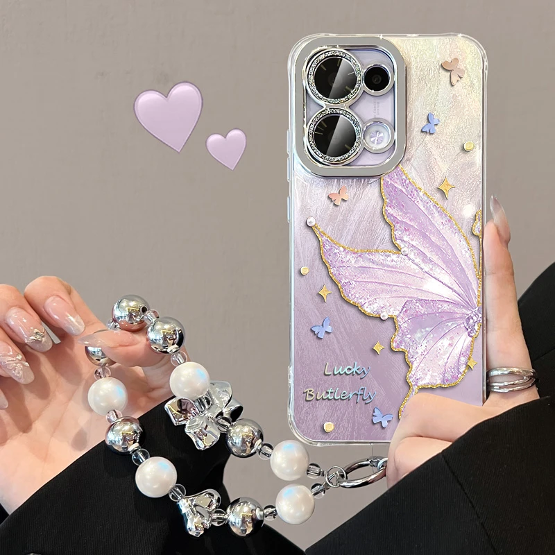 适用opporeno13手机壳oppo全包镜头reno14pro高级感小众奢华蝴蝶