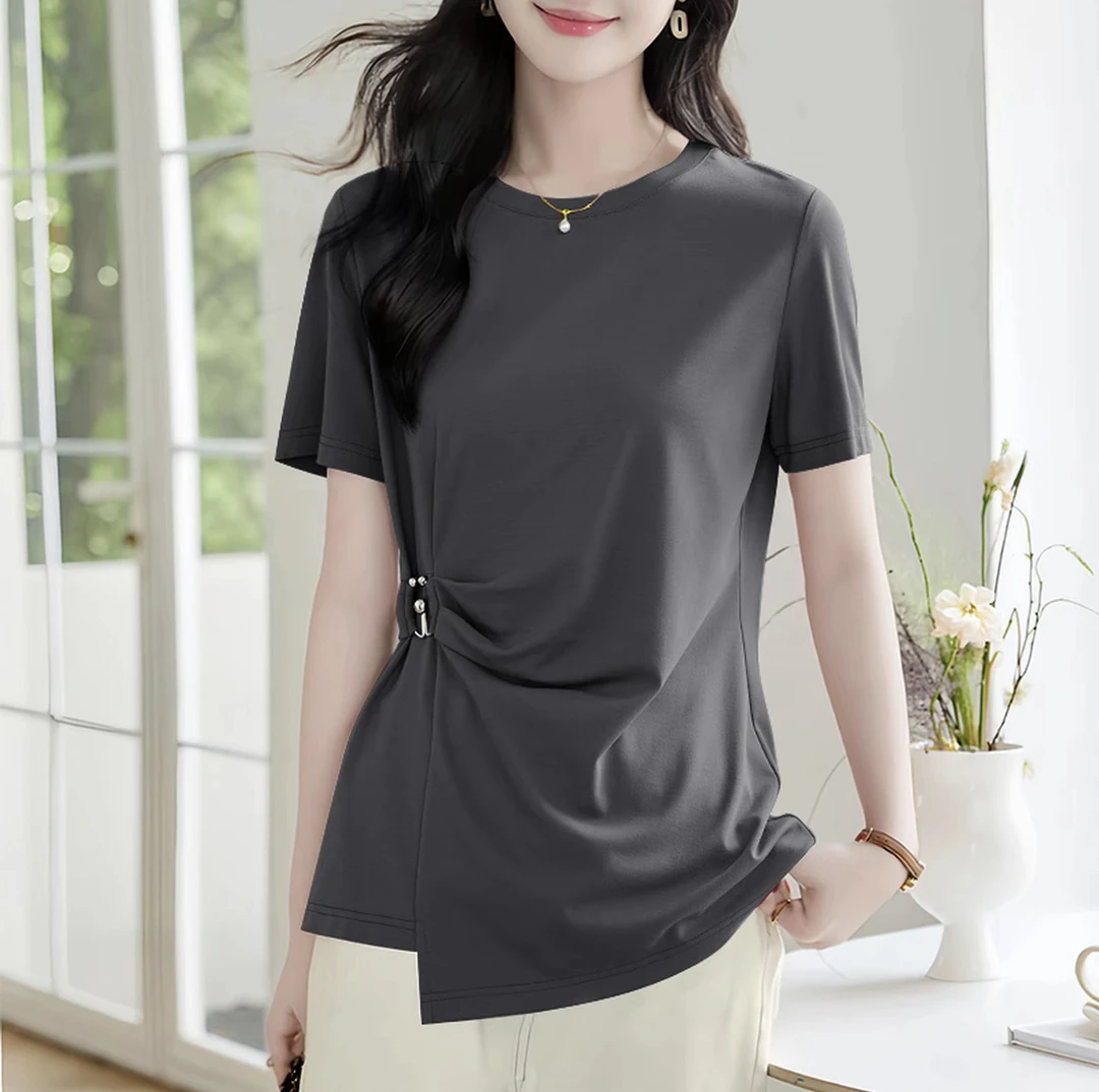 外单～加大版型，太瘦勿拍，圆领拼接款短袖，均码，百搭，显瘦