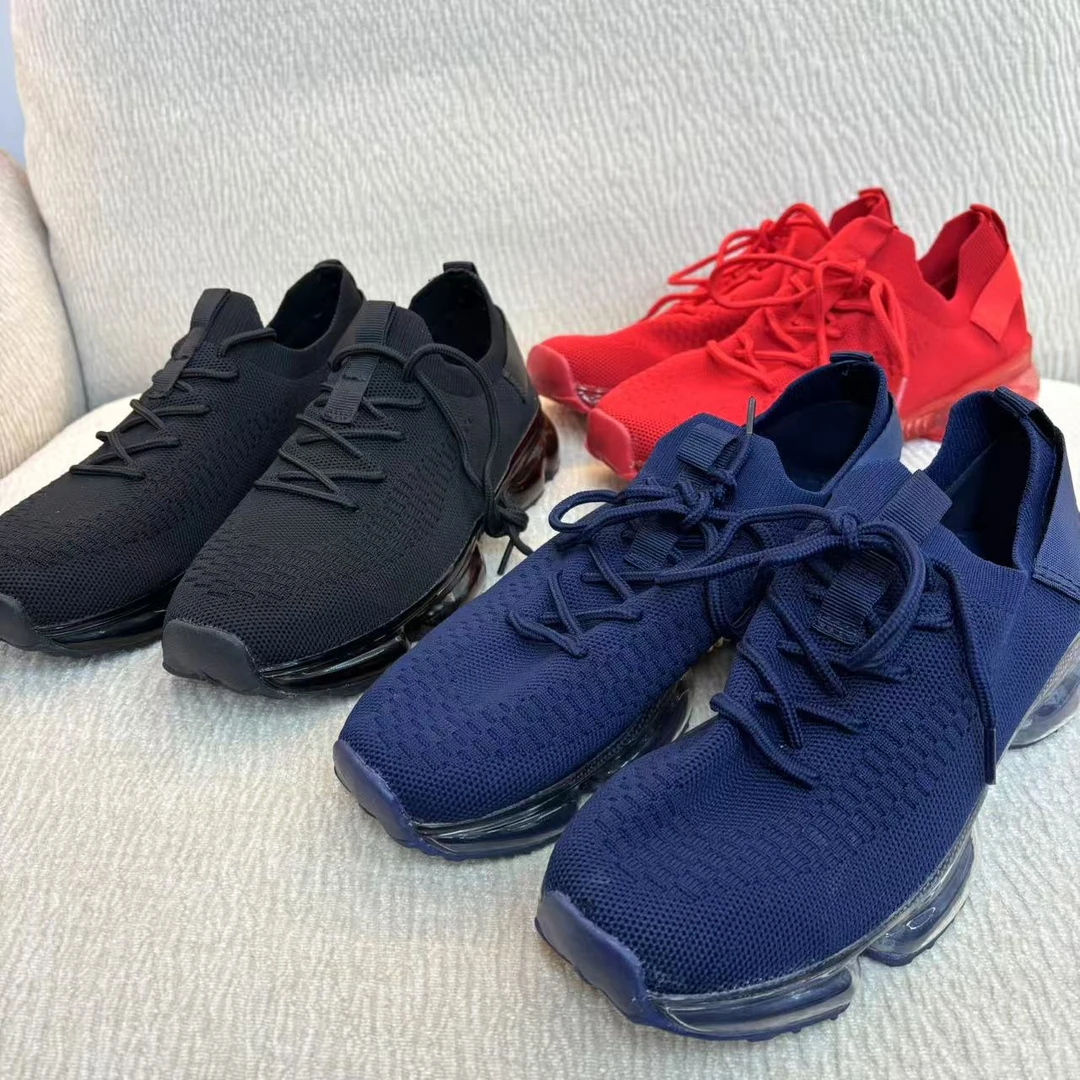 CXZ3955 加拿大客人订单 三色厚底纯色细带飞织鞋网面运动鞋