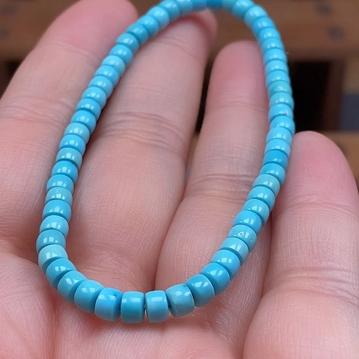 绿松石未镶嵌吊坠(不含链)玉化蓝直切单圈