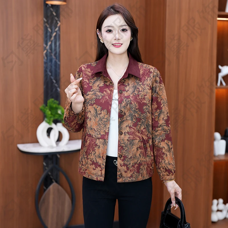 中老年休闲外套气质大码春秋中老年妈妈装宽松装时尚洋气短款
