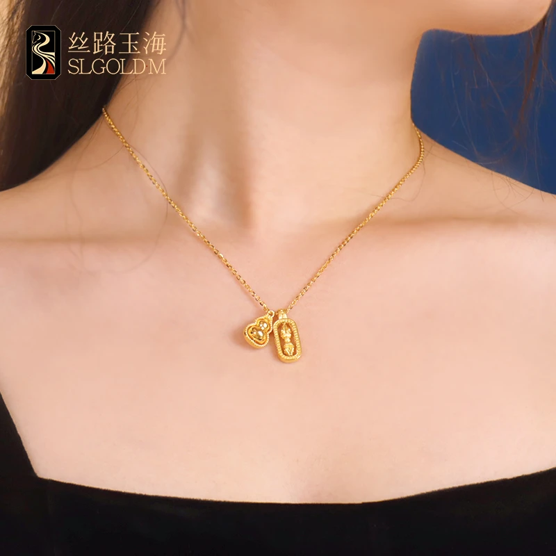 丝路玉海葫芦金刚杵套链足金999轻奢时尚百搭复古小众