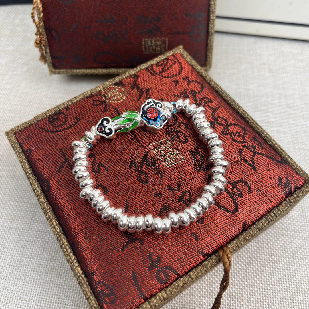 足银手镯 999.9【S201】30g 算盘珠法郎如意平安手串百搭时尚气质