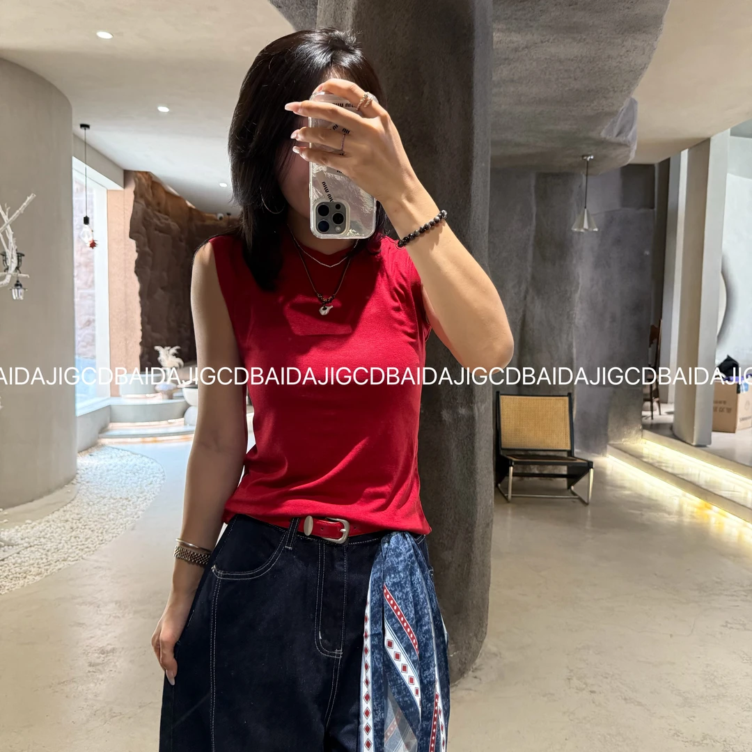 工厂店-（清爽简约）早秋小众坎肩时尚无袖莱赛尔透气T恤（2030）