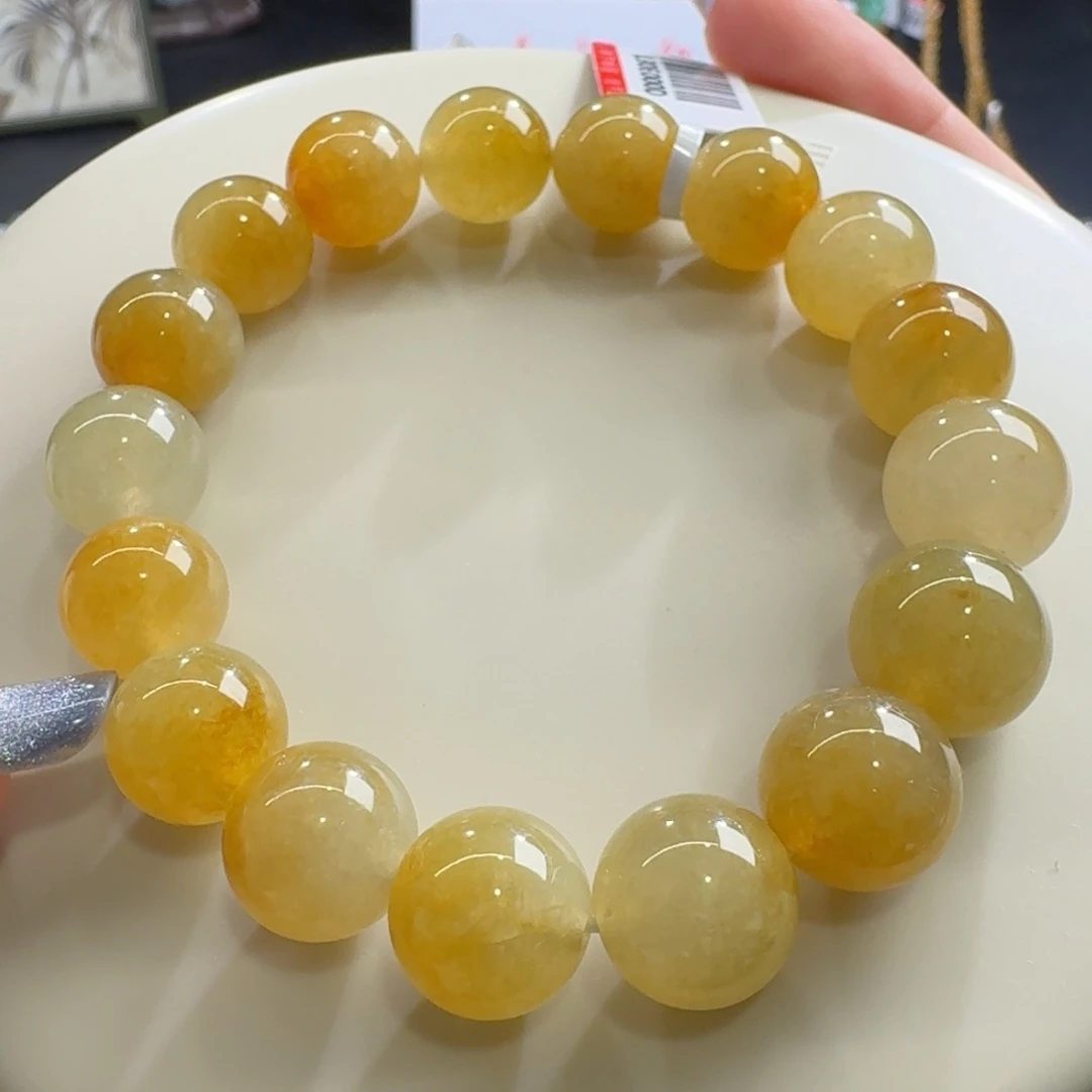 未镶嵌手链翡翠鸡油黄手串卡12.5-11.4 豪横！
