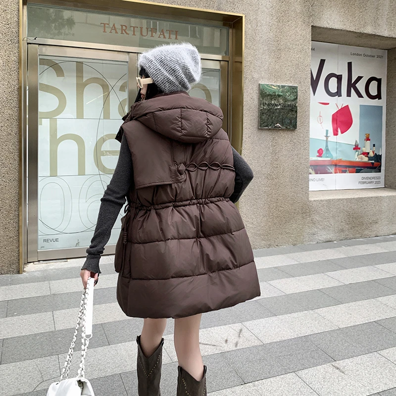 【双十一活动】连帽冬季新款加厚无袖外套大码时尚显瘦秋冬马甲女