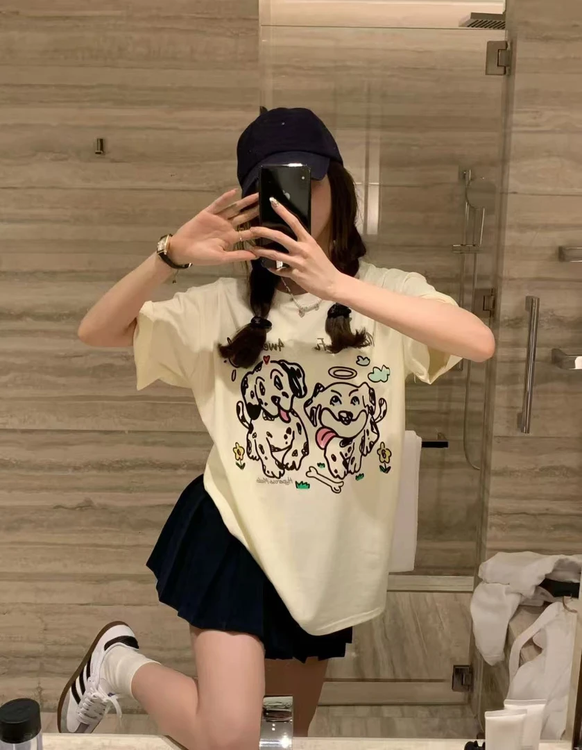 【K230】嘉#休闲百搭印花字母圆领宽松上衣【2件组合装】