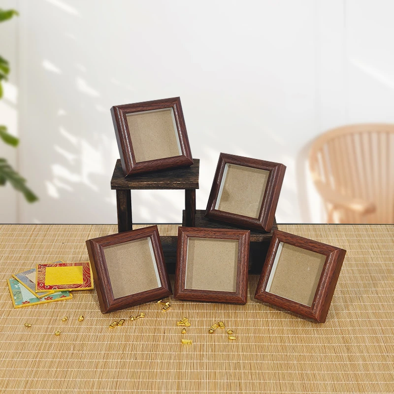 【书心工厂】到手五个内径8.5*8.5真玻璃胡桃色宣纸相框【不含福卡】