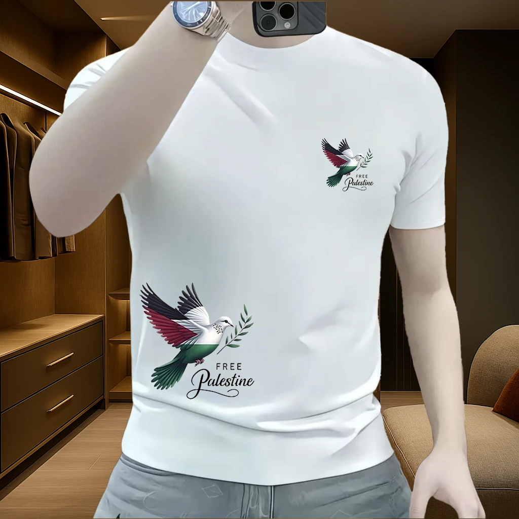 国潮重磅纯棉短袖男士夏季创意图休闲百搭圆领宽松T恤上衣服ins