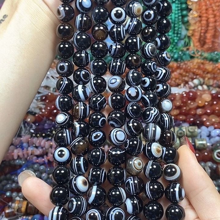 玛瑙/玉髓未镶嵌珠宝半成品放漏：缠丝眼睛卡12mm