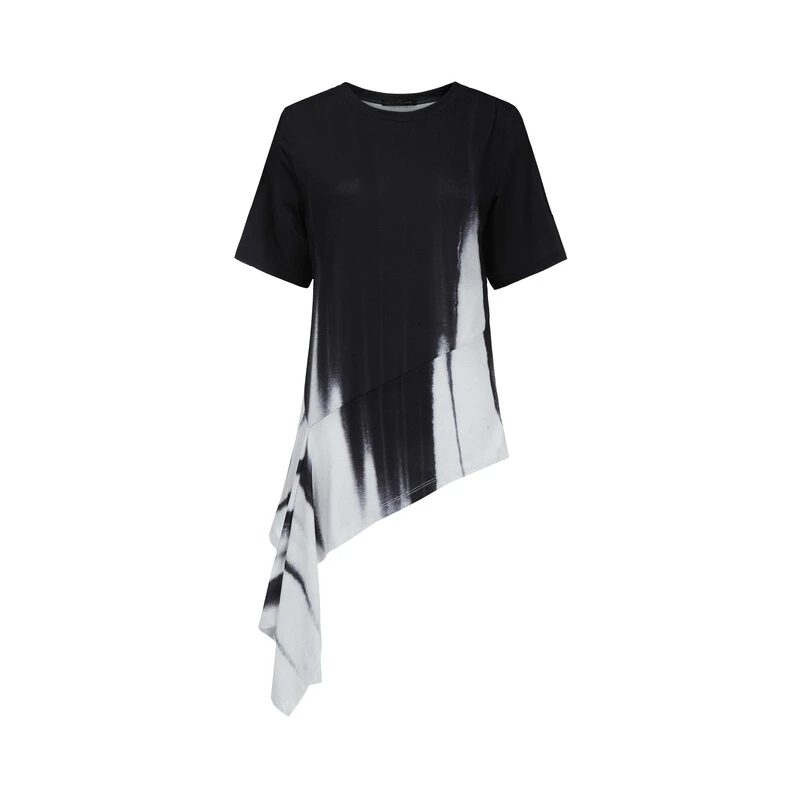 【丽公主】圣迪奥针织时尚女士夏季不规则圆领拼接S24280131