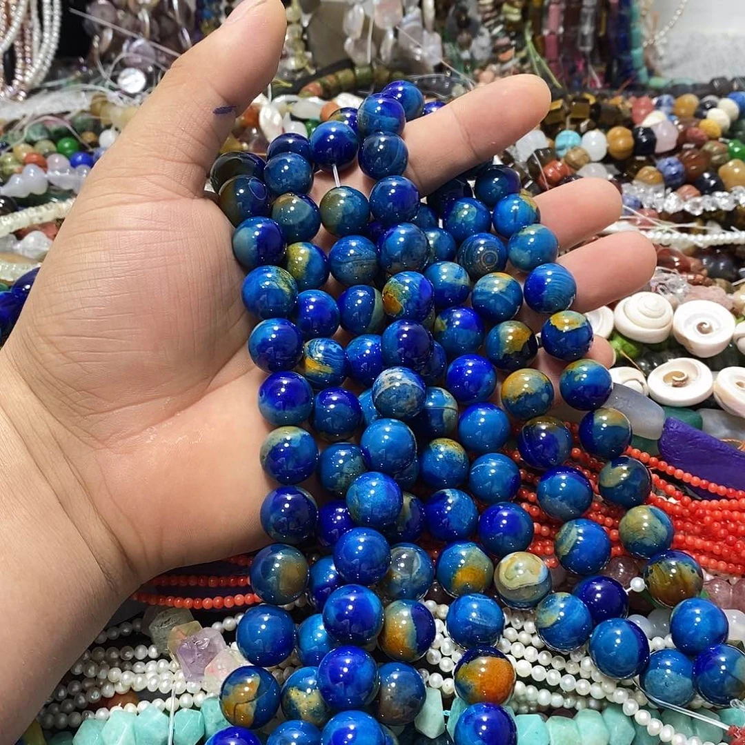 玛瑙/玉髓合金珠宝半成品星球玛瑙K14mm一条