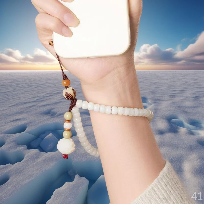 手工编织菩提根手机链佛系挂脖绳防丢中国古风挂饰短手腕挂件