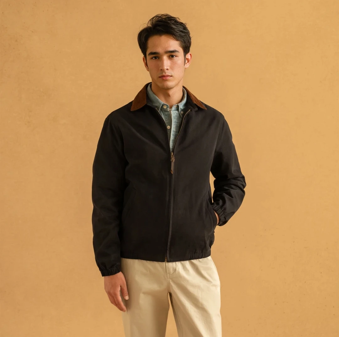 René De Lefebvre秋季男士百搭时尚宽松舒适复古港湾长袖翻领夹克