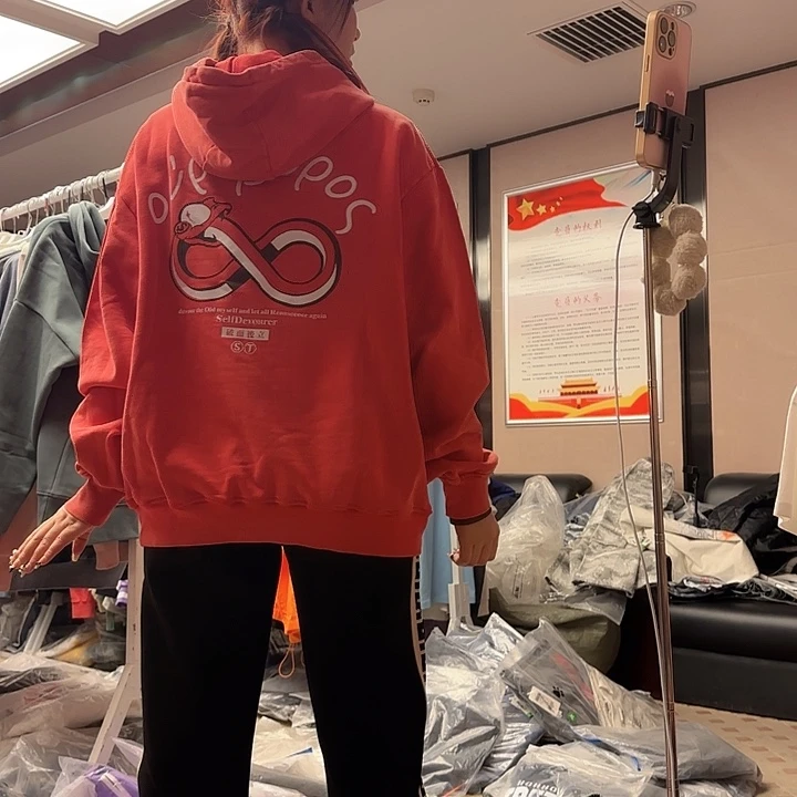 水洗红连帽卫衣 M-XL 140-200 下单备注尺码