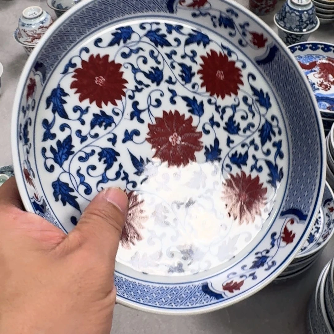杯釉里红缠枝莲大壶承