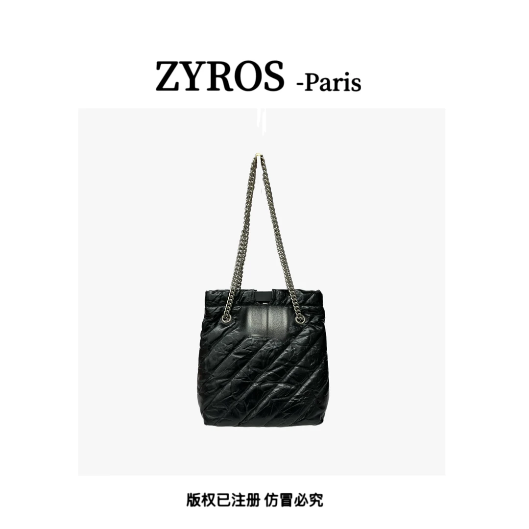 ZYROS/秋冬新款黑色轻奢简约时尚百搭单肩斜挎大容量托特包女611