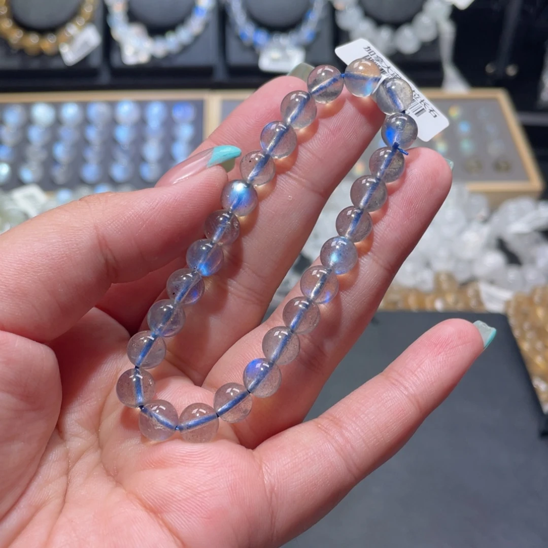 浮***薄未镶嵌手链长石灰月光手链7.5mm