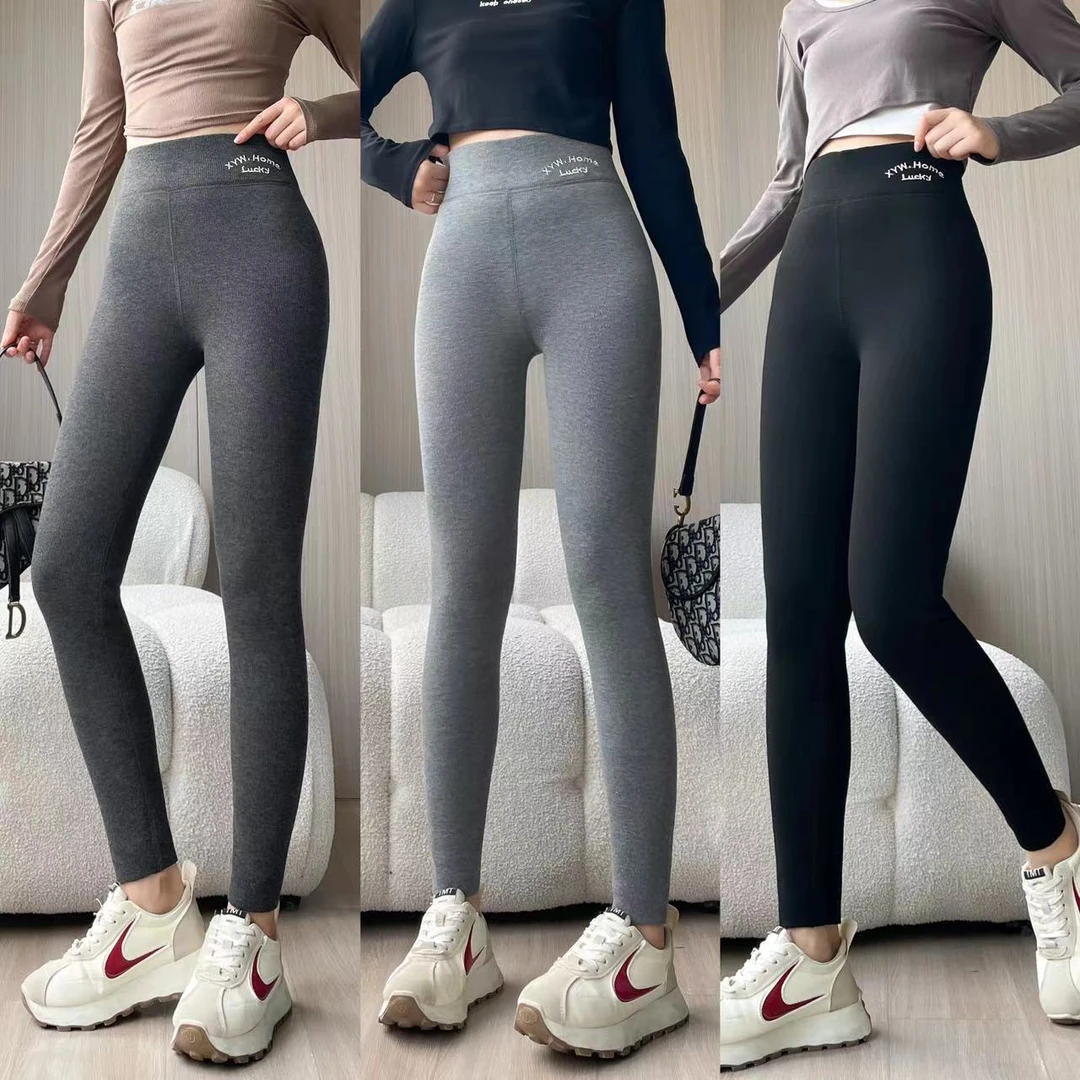 801#罗纹刺绣加绒打底裤