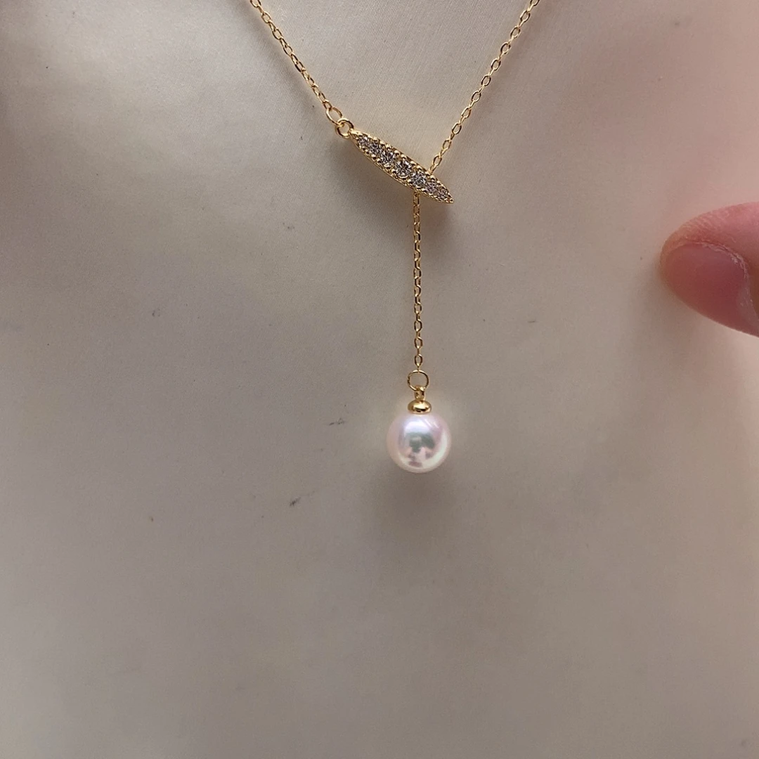 吊坠(赠链)海水珍珠银S925镶嵌7.5-8mm ak