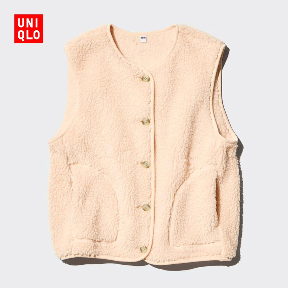 优衣库女装仿羊羔绒摇粒绒背心/马甲保暖秋冬477057