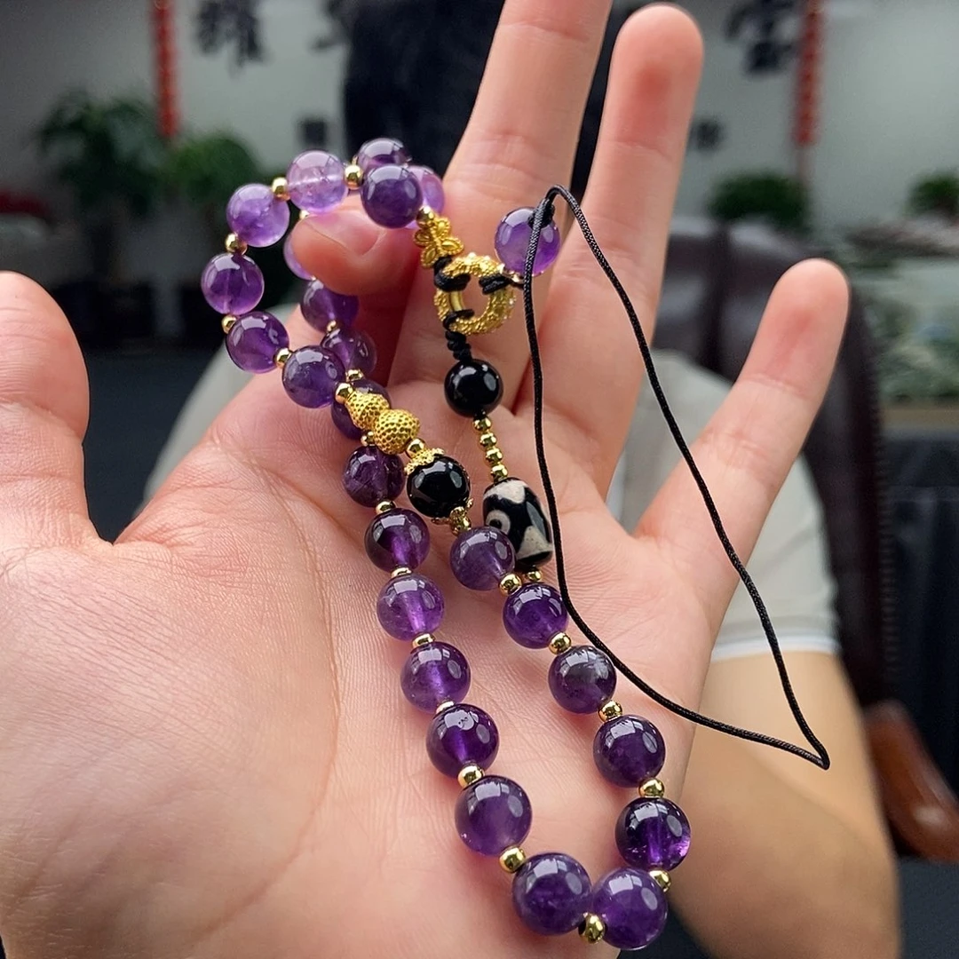 未镶嵌颈饰紫晶手机链颜色多样性发拍一发一